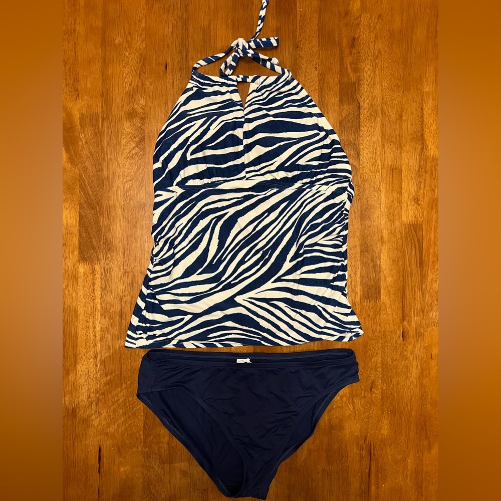 Zebra Print Halter Tankini Set by Chaps
